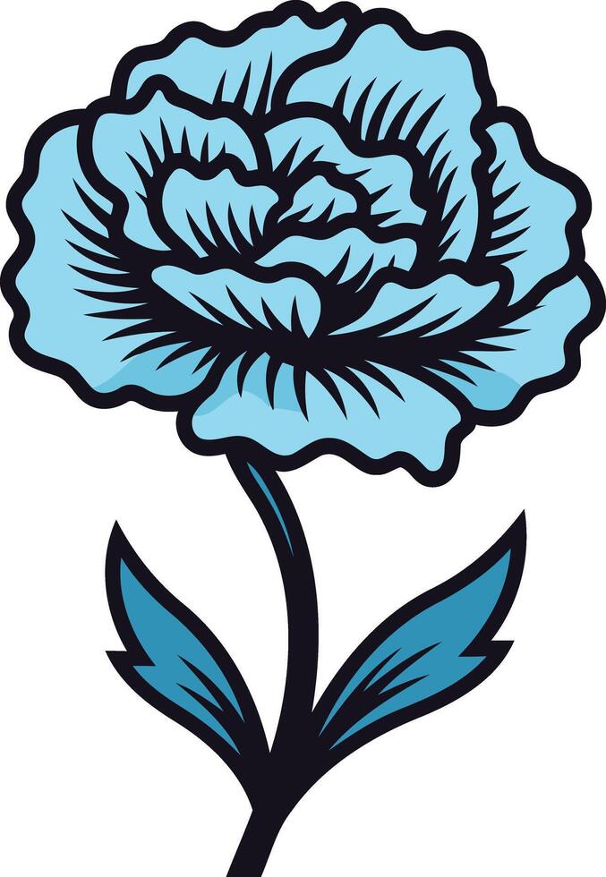 A simple, elegant blue carnation flower illustration perfect for branding, websites, or social media vector