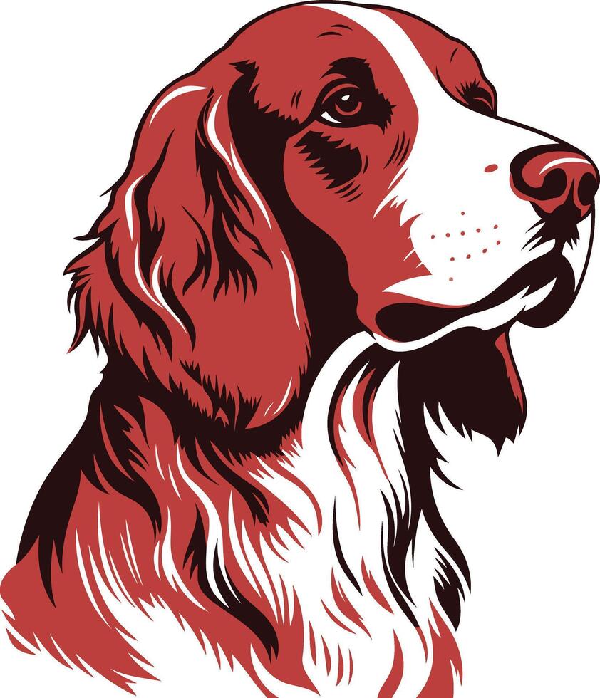 Red and White Dog Portrait vector