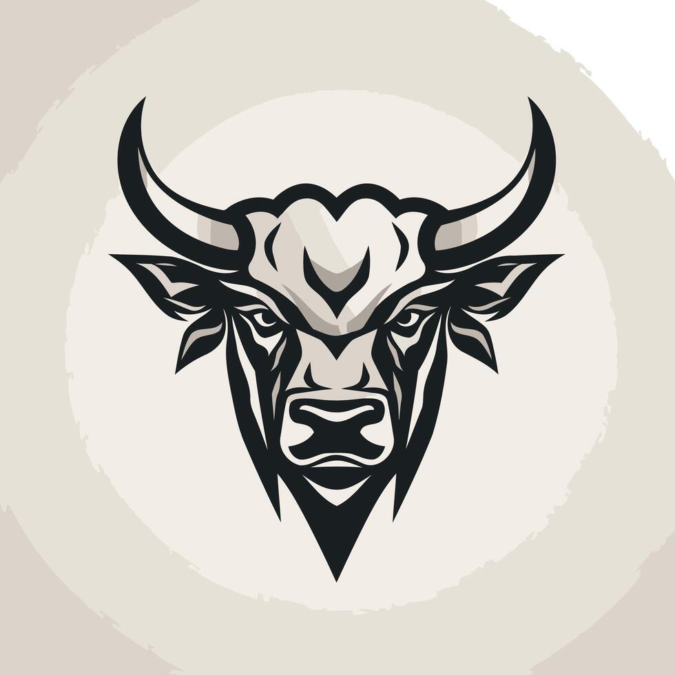 Black and White Bull Head Illustration vector