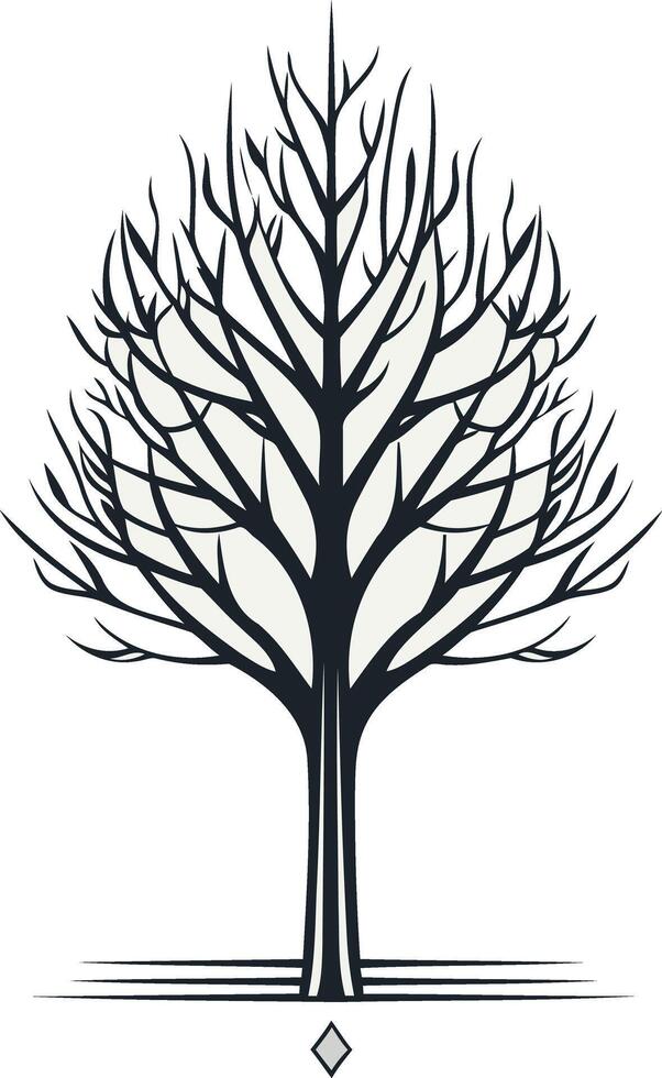 A minimalist, elegant silhouette of a bare tree, perfect for branding, logos, and nature-inspired designs vector