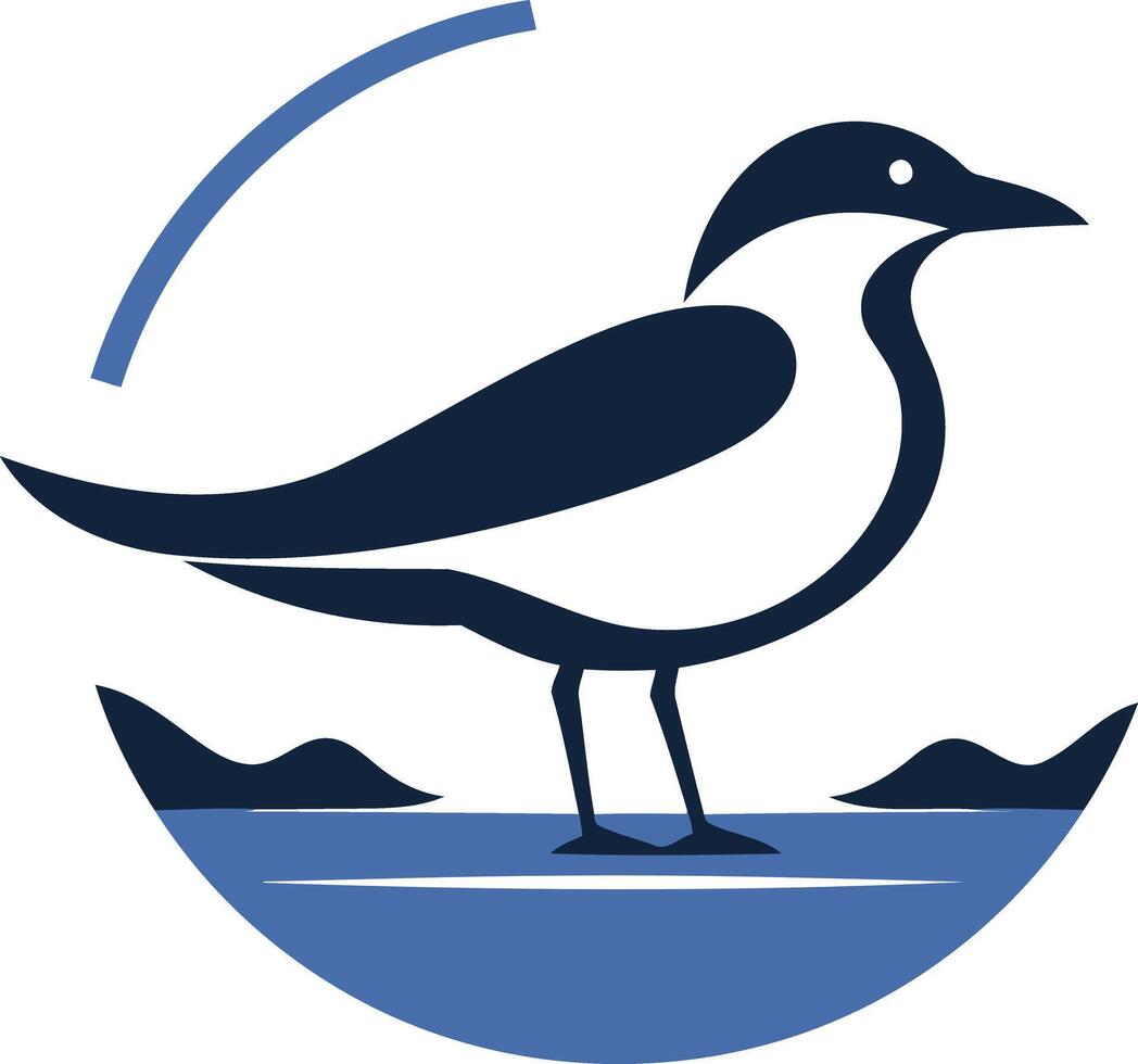 Seagull Symbol in Blue and White vector