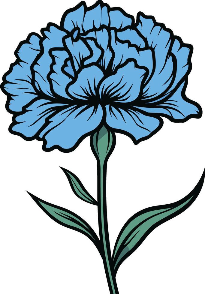 A simple, elegant illustration of a blue carnation flower vector