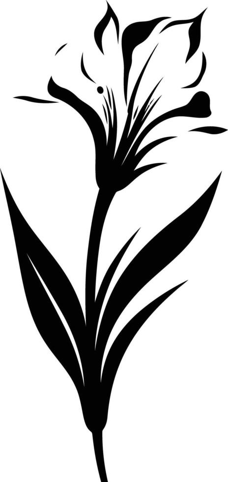 Elegant black and white silhouette of a single stylized flower vector