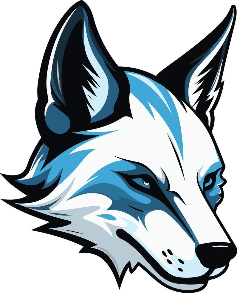 Blue and White Wolf Mascot Illustration vector