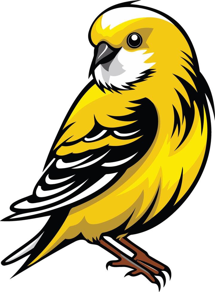Yellow Bird with Black and White Stripes vector
