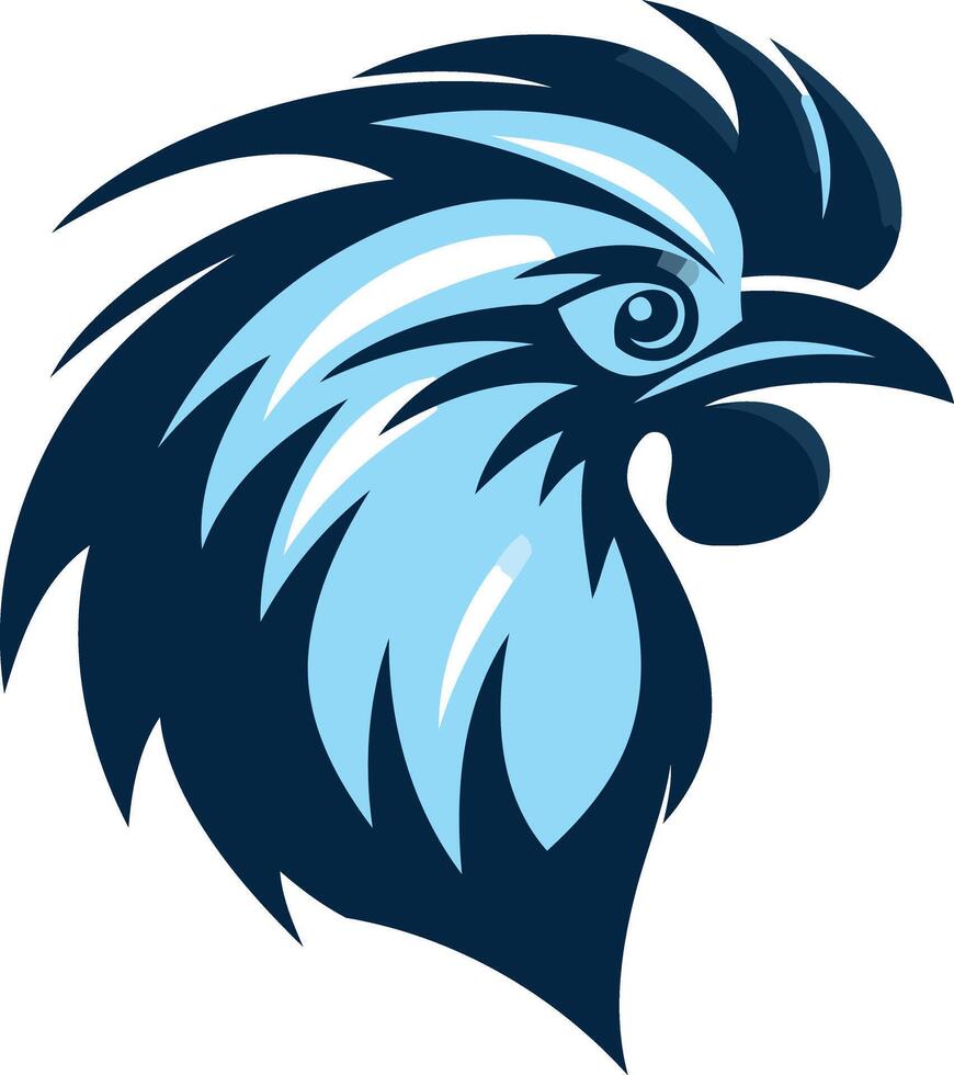 A bold and stylized rooster head, perfect for use as a logo, mascot, or design element vector