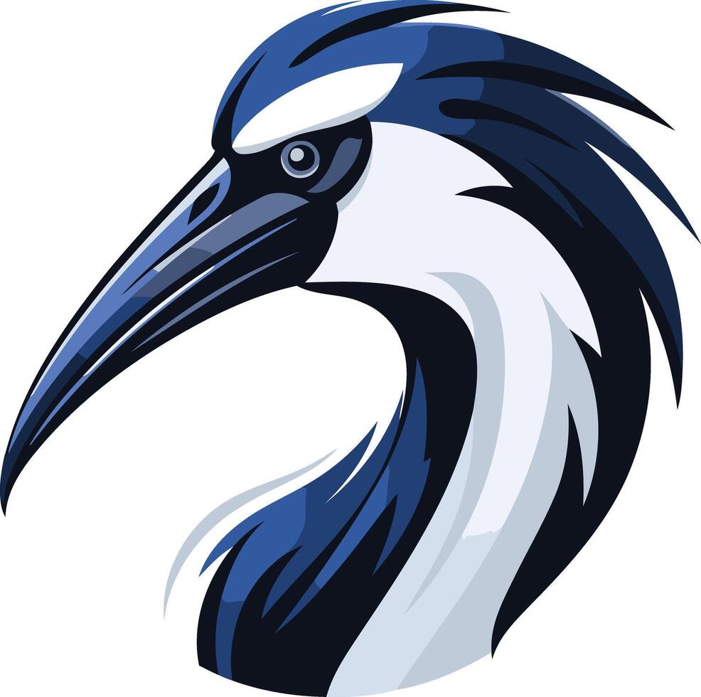 Blue and White Bird Head Illustration vector