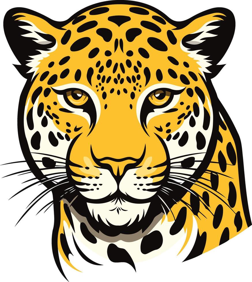 A bold and powerful illustration of a jaguar's head, perfect for branding, logos, and designs that require a fierce and majestic aesthetic vector