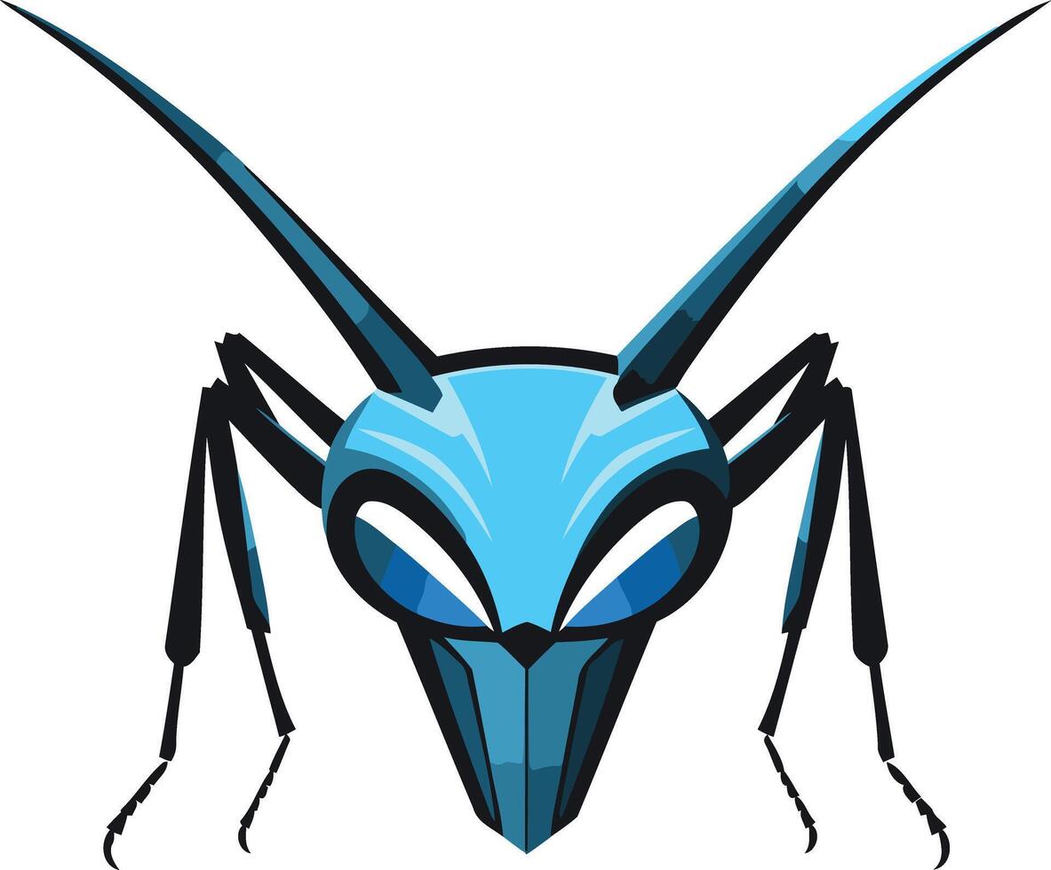 A stylized blue insect with sharp antennae and claws vector
