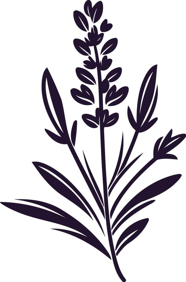 Elegant silhouette of a lavender flower, perfect for beauty, wellness, and spa branding vector