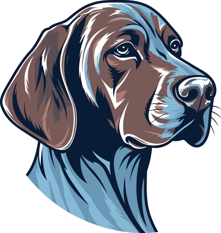 A stylish and modern illustration of a german shorthaired pointer dog's head, perfect for pet-related branding, logos, or design projects vector