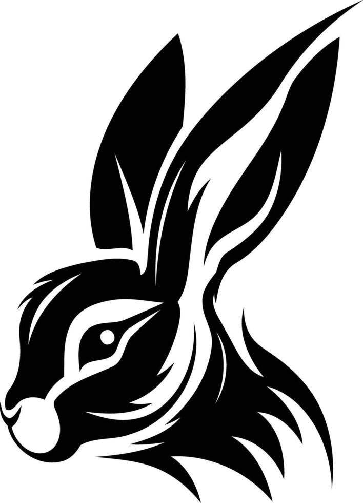 Bold tribal tattoo design of a rabbit's head, perfect for a tattoo flash sheet, t-shirt design, or any project requiring a powerful animal symbol vector