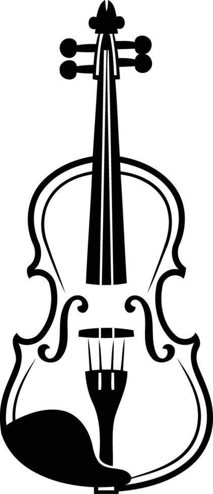 Simple black and white silhouette of a violin vector