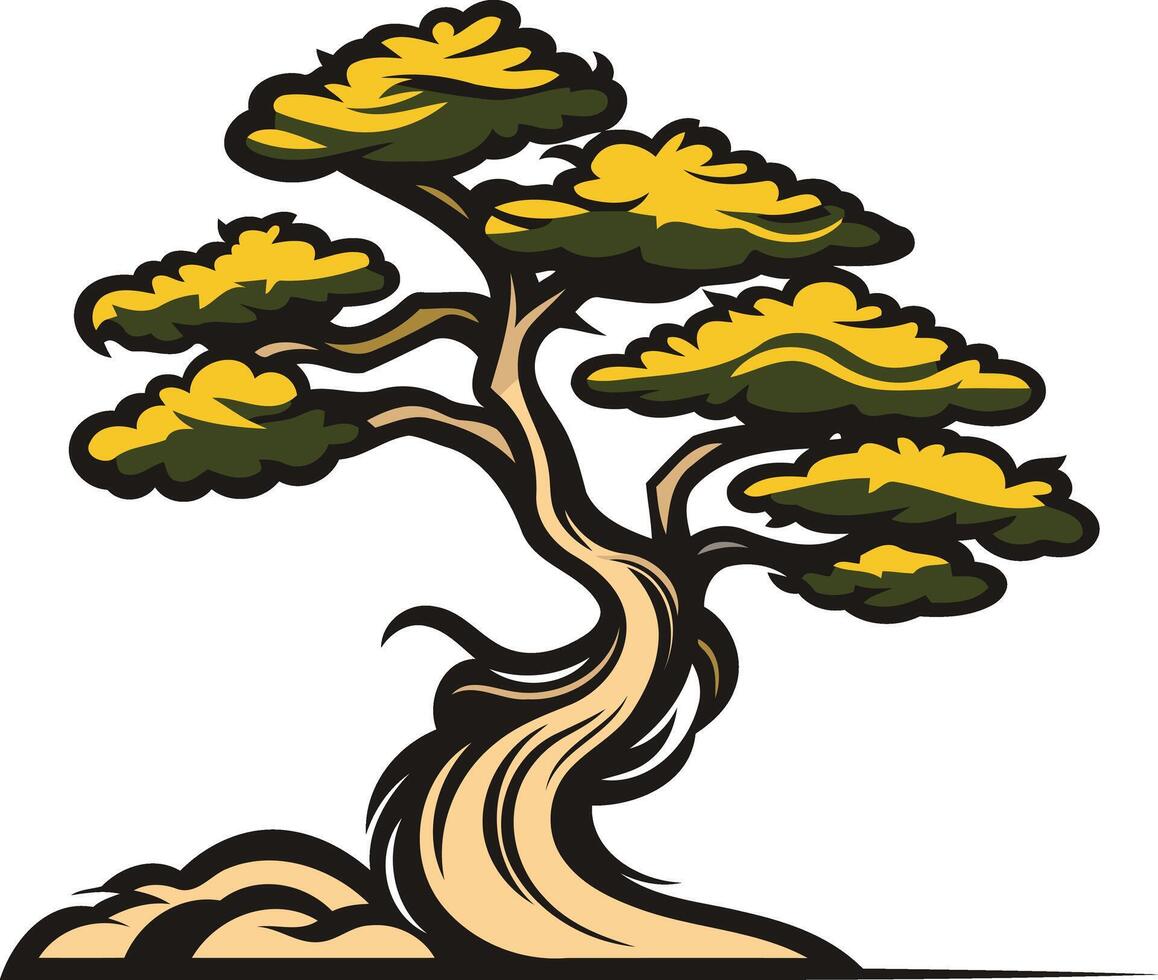 Bonsai Tree with Twisted Trunk vector