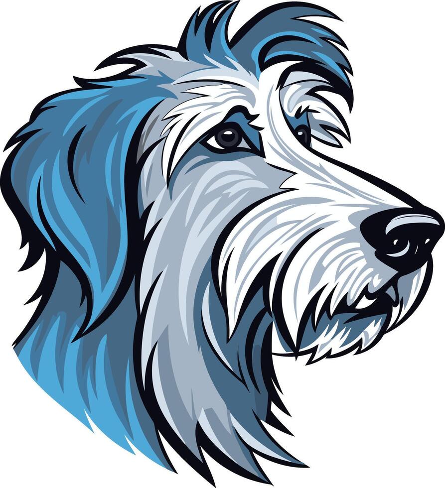 A stylized, blue and white illustration of a dog's head, perfect for pet related branding or design projects vector