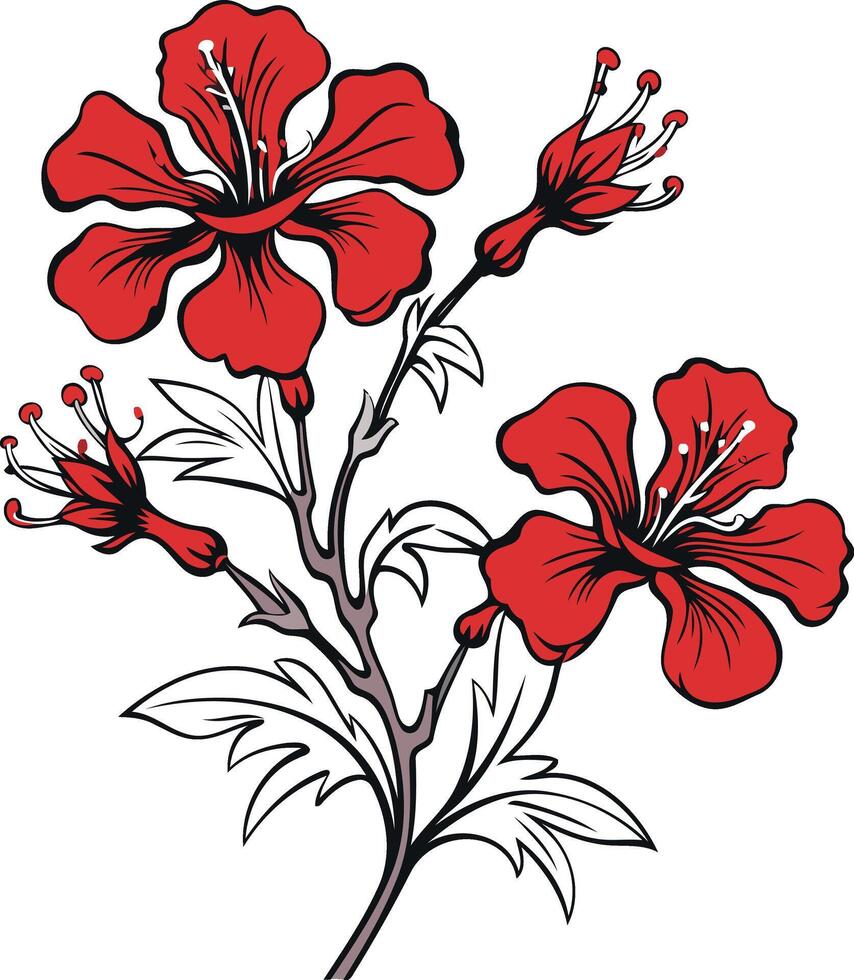 Red Hibiscus Flower Illustration vector