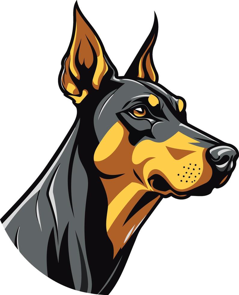 A fierce and loyal doberman pinscher portrait, perfect for branding, pet products, and dog lover designs vector