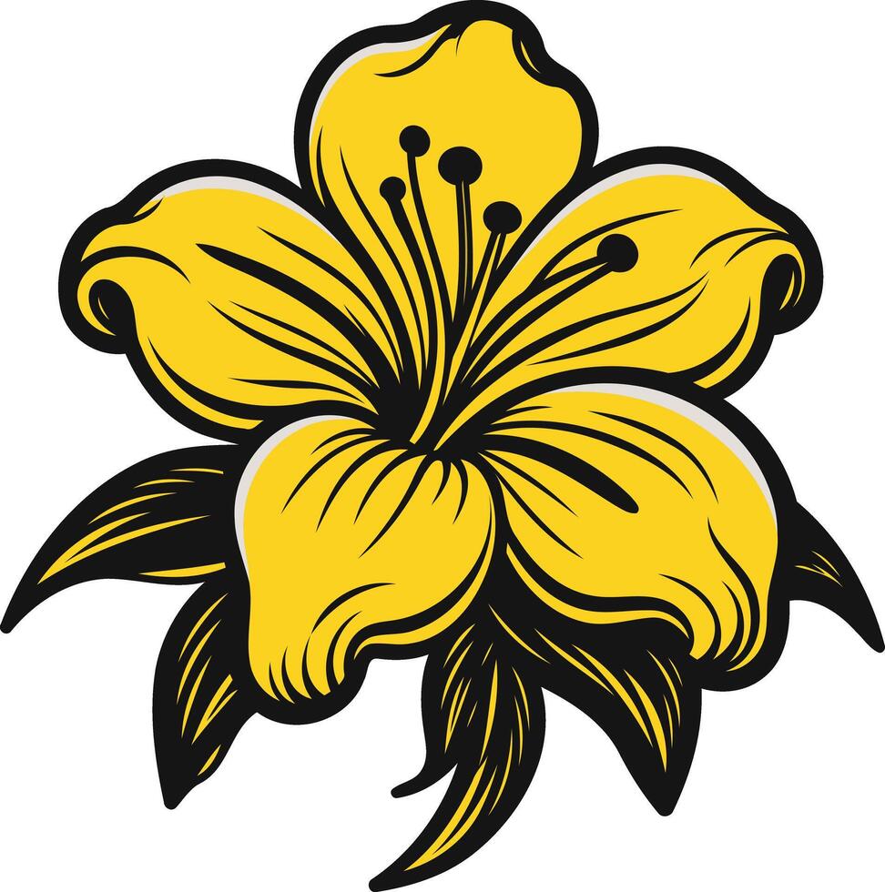 A vibrant yellow flower with black outlines, perfect for logos, branding, and design projects vector