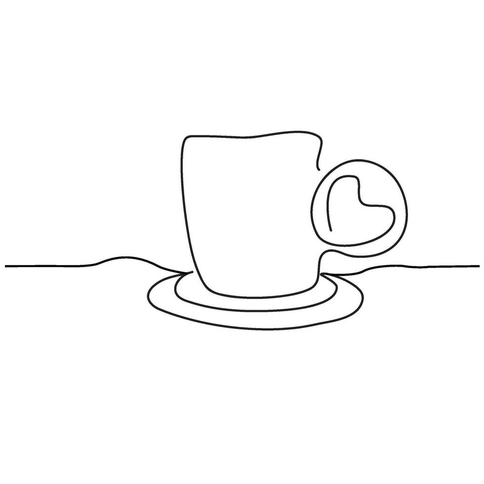 Cup of coffee and coffee bean. Hot. Aroma of coffee. Continuous line drawing illustration vector
