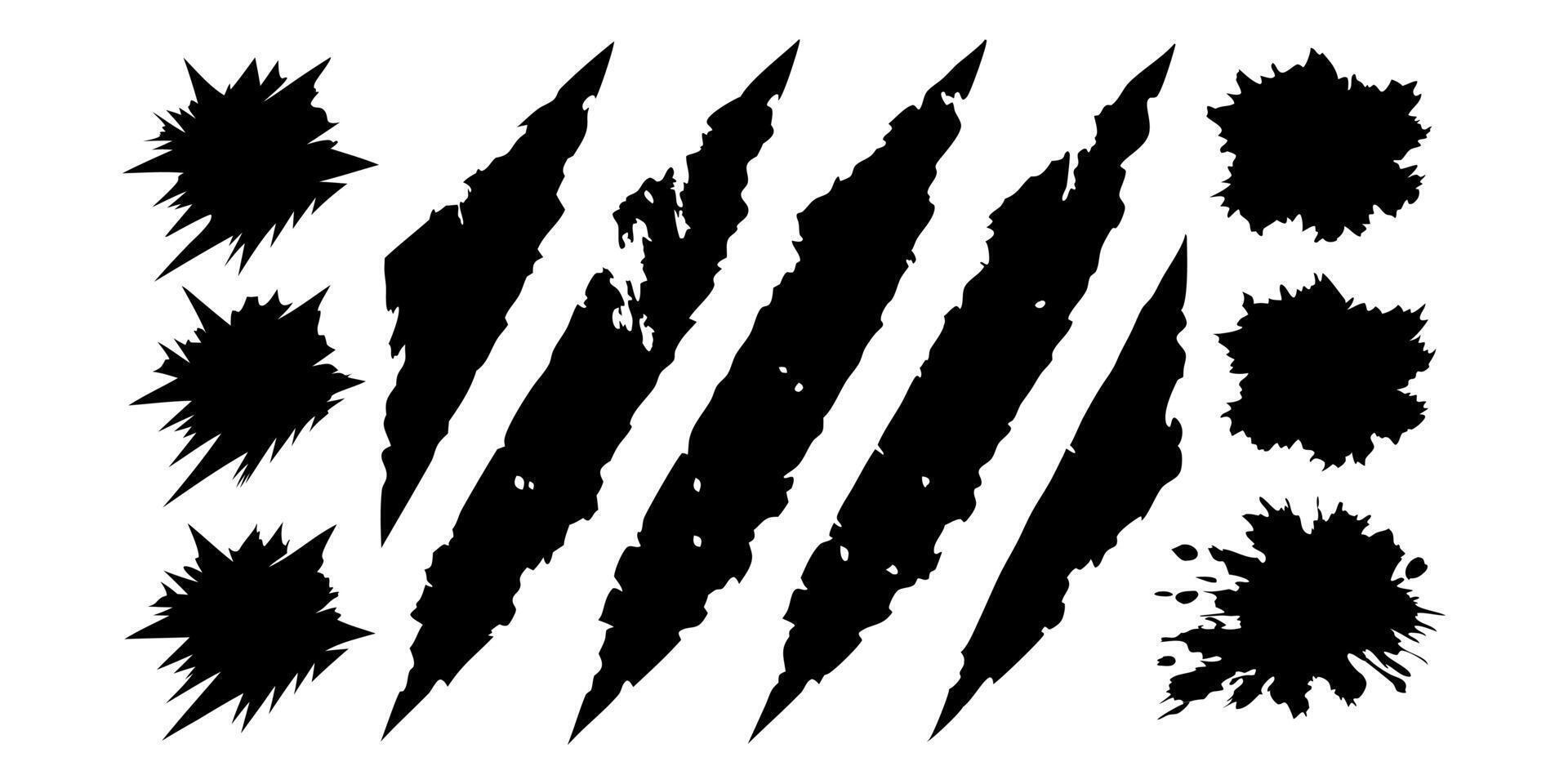 Textured black grungy look. markings from scratches. torn paper. Grunge frame collection suitable for banners, collages, and stickers. solitary black illustration against a white backdrop vector