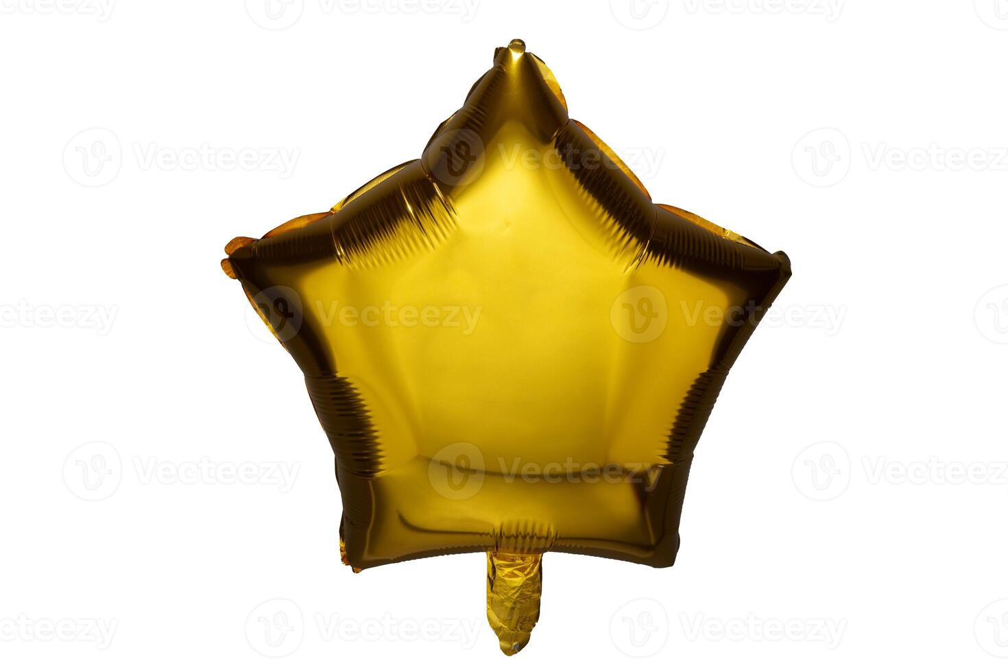 Single gold big star metallic balloon object for birthday isolated on a white background photo