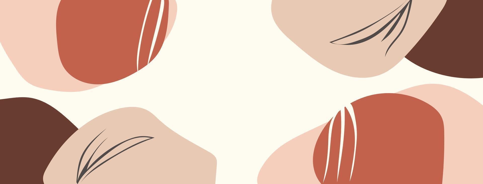 Geometric Organic Abstract Background with Soft Earth Tones and Simple Leaf Motifs vector