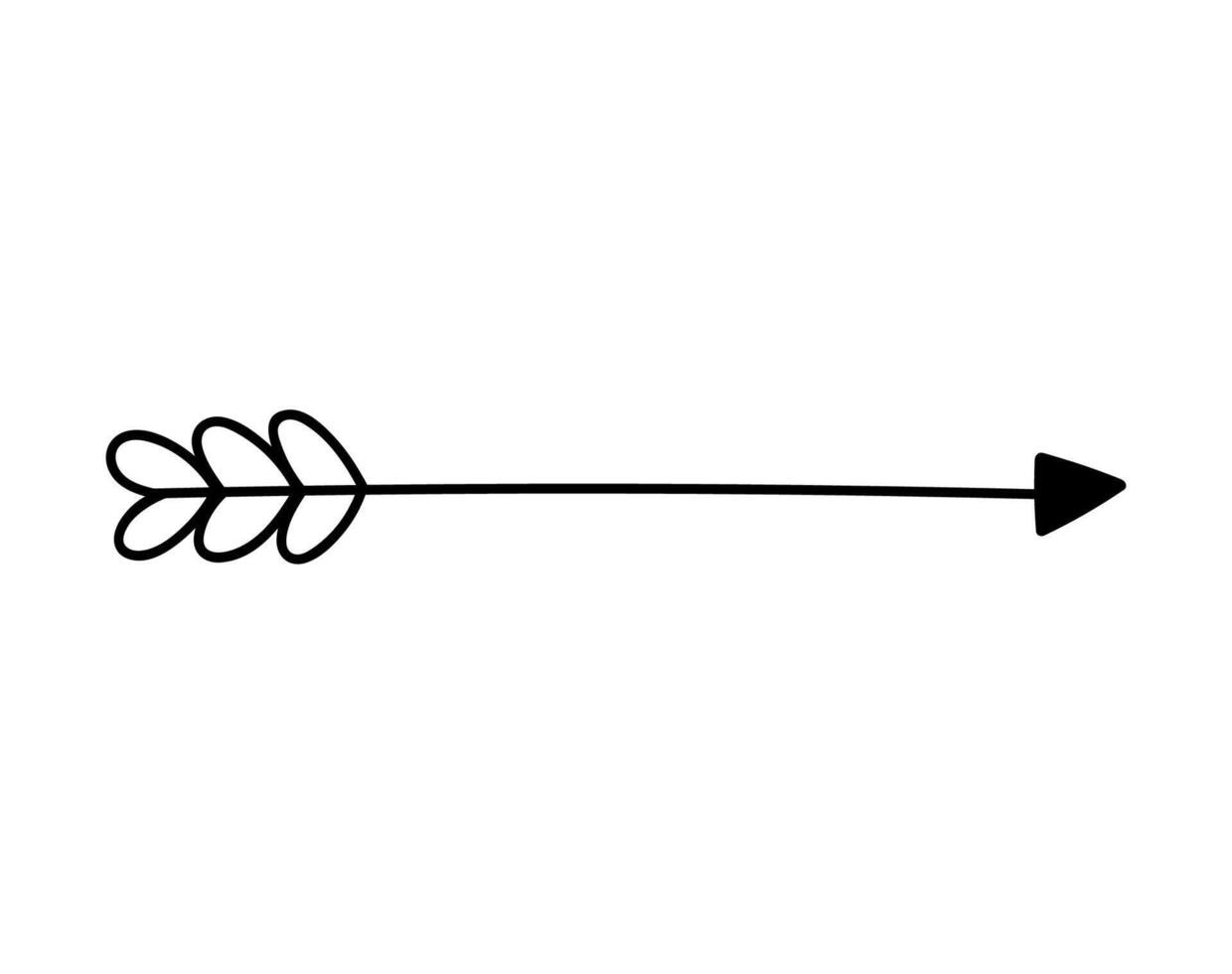 Cute doodle arrow isolated on white background. hand-drawn illustration. Perfect for Valentine's Day designs, cards, invitations, decorations. vector