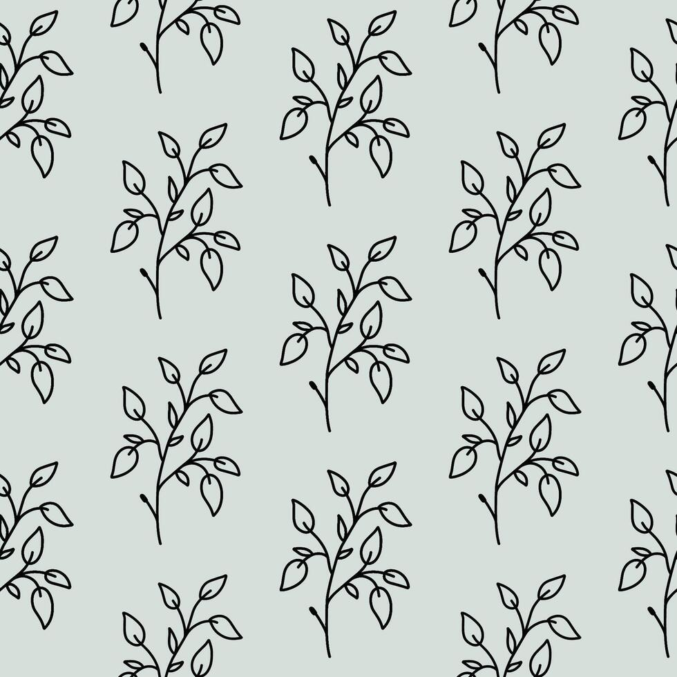 Minimalistic botanical seamless pattern. hand-drawn illustration in doodle style. Perfect for decorations, wallpaper, wrapping paper, fabric. Floral background. vector