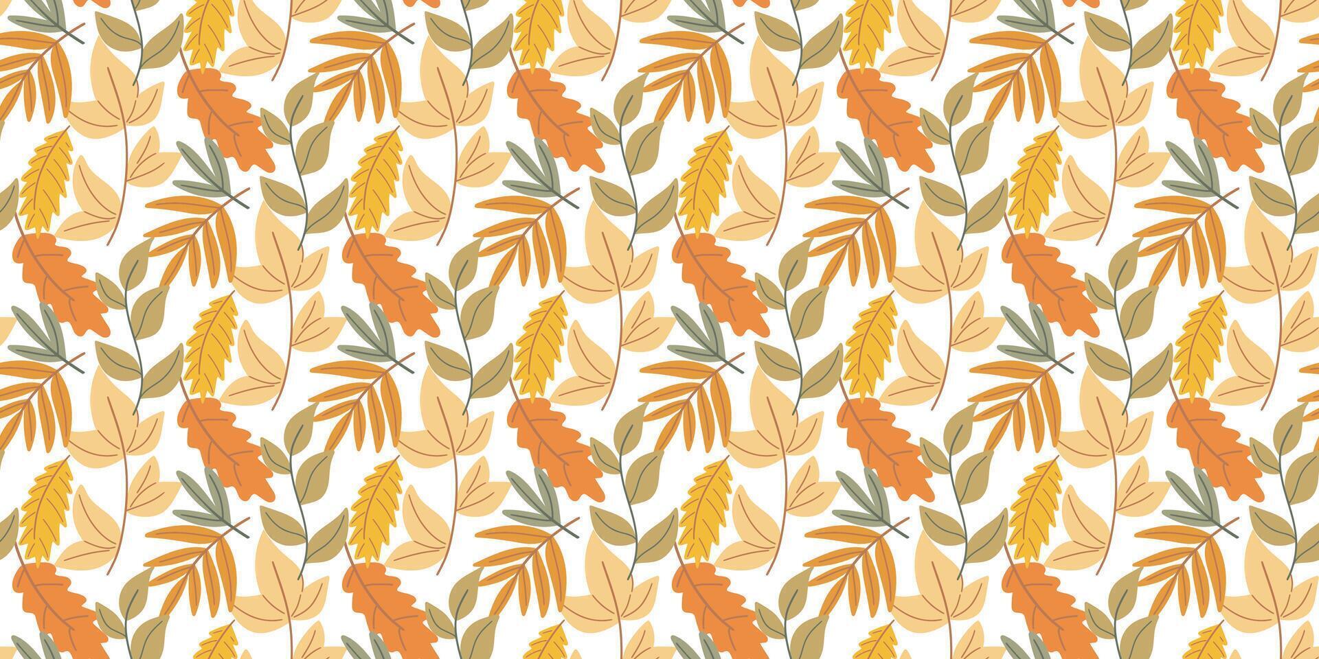 Seamless pattern with colorful autumn leaves vector