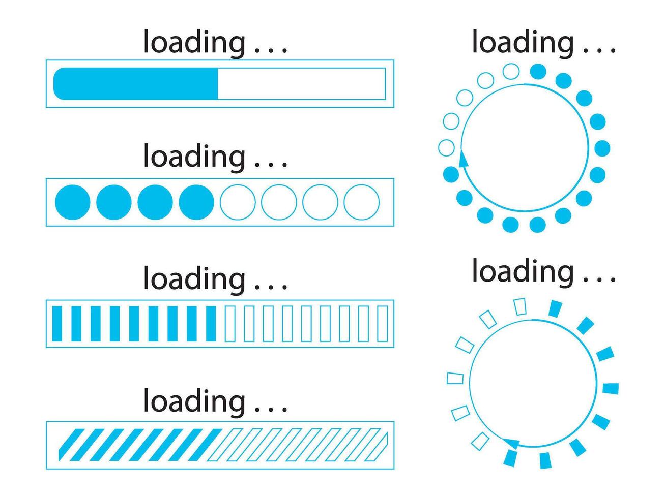 Blue load icon set graphics vector
