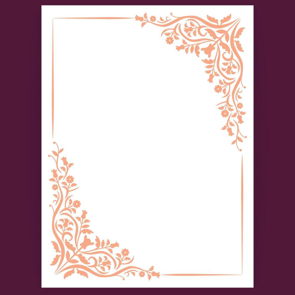Minimal Orange Floral Corner Border Template for Elegant Invitations and Cards vector