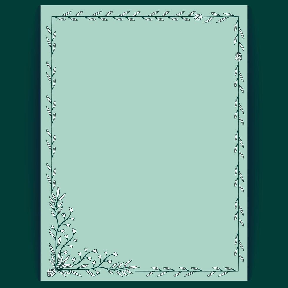 Editable Green Leaf Border Template with Delicate Ornamental Design for Invitation or Festive Card vector