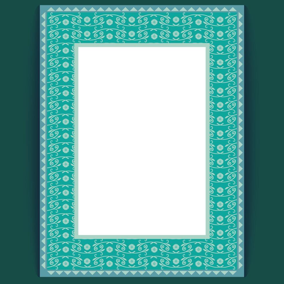 Intricate Teal Patterned Border Template for Wedding Invitations and Event Cards vector