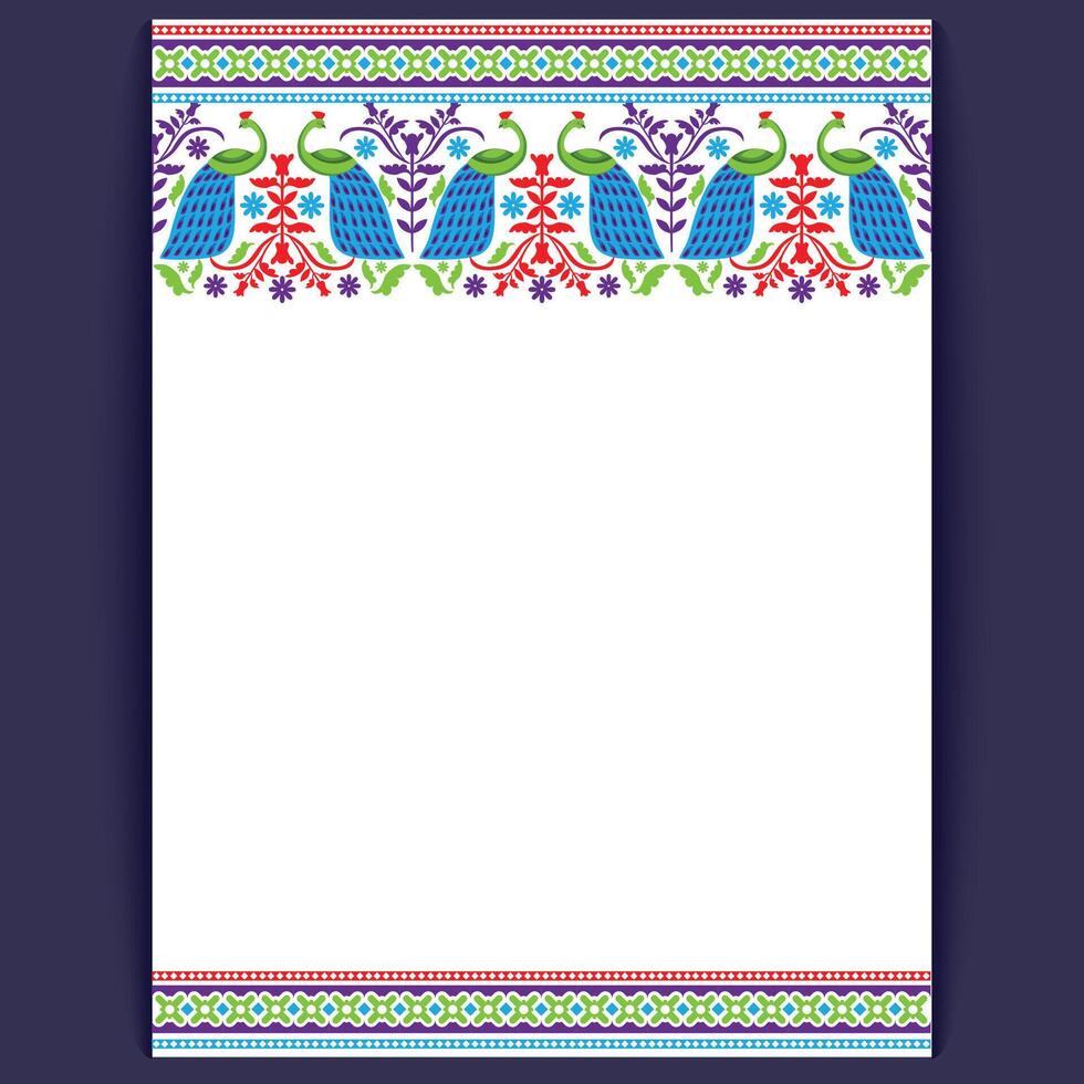 Colorful Peacock Border Template for Invitations and Festive Event Announcements vector