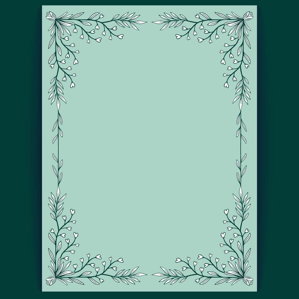 Nature-Inspired Green Border Design Template with Botanical Elements for Invitations vector