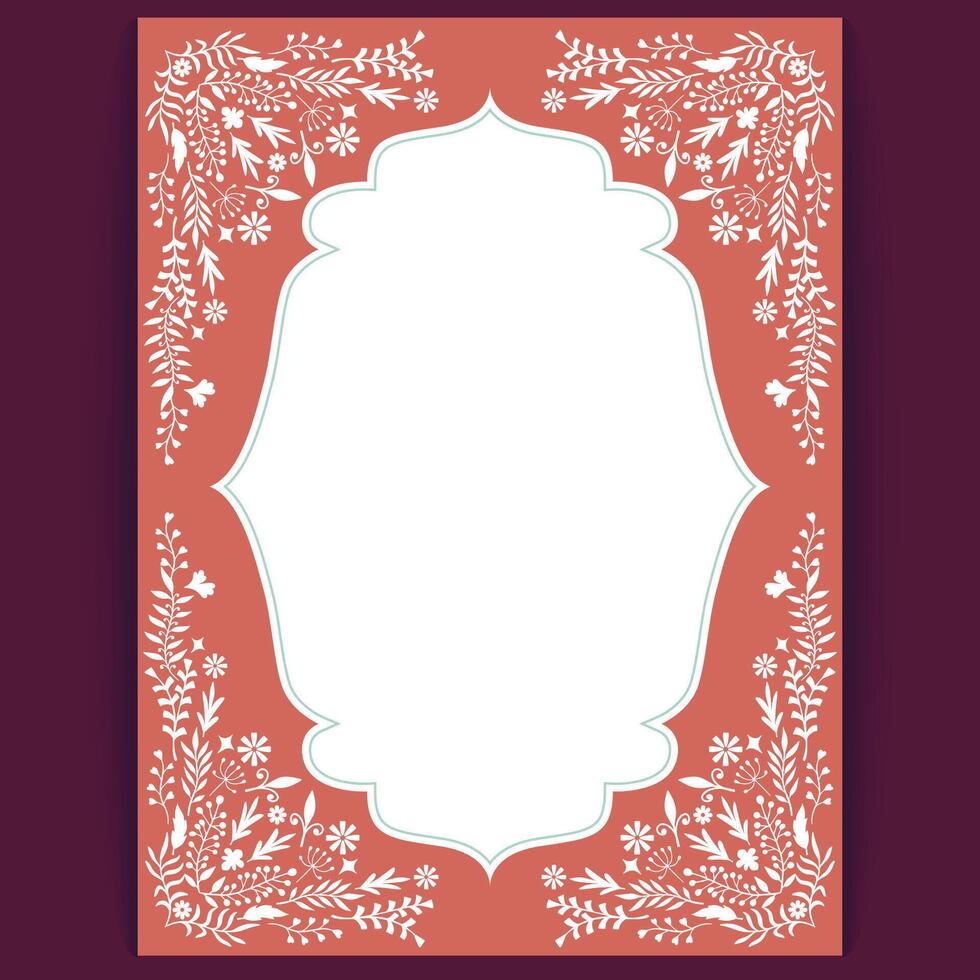 Bold Red Floral Border Design Template for Wedding and Celebration Invitations vector