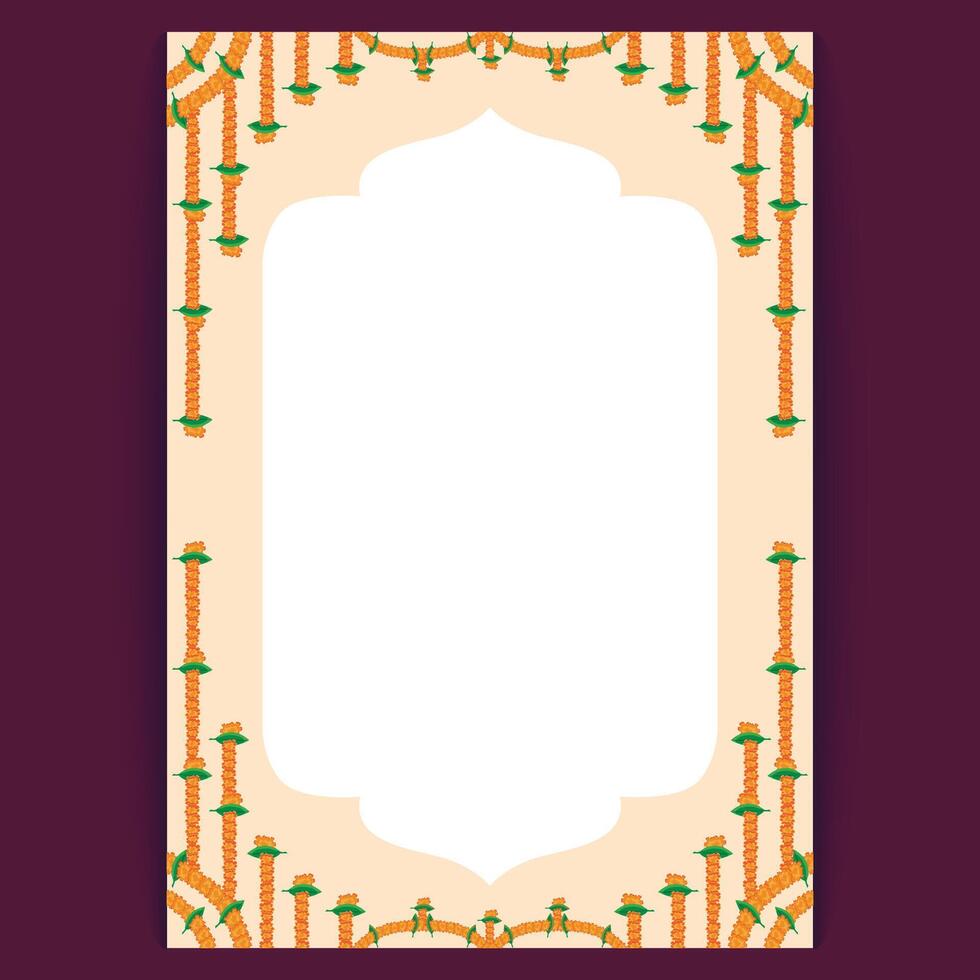 Marigold Garland Corner Design Template for Traditional Wedding Invitations vector