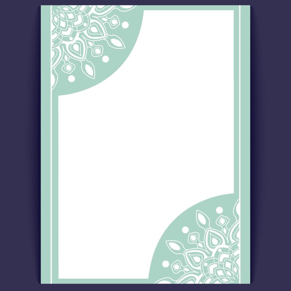 Teal Mandala Border Design Template for Invitations and Elegant Stationery vector