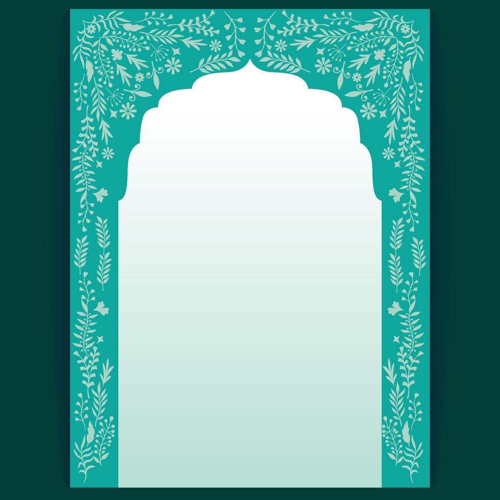 Elegant Floral Arch Frame Design Template with Ornamental Patterns for Wedding or Festive Invitations vector