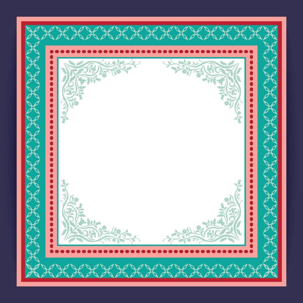 Square Floral Border Template with Elegant Patterns for Invitations and Festive Cards vector