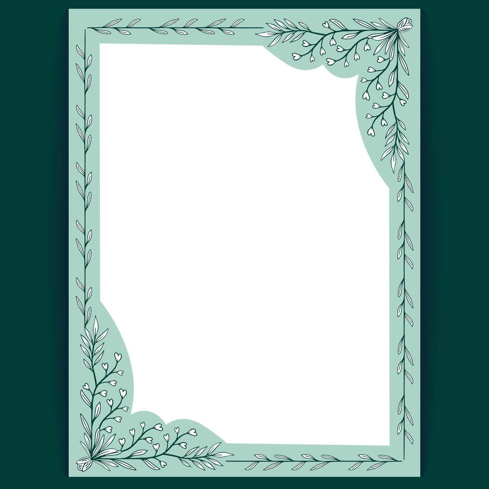 Nature-Inspired Green Border Design Template with Botanical Elements for Invitations vector