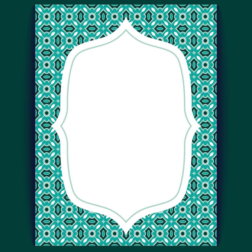 Teal Patterned Ornate Border Template for Wedding Invitations and Festive Event Cards vector