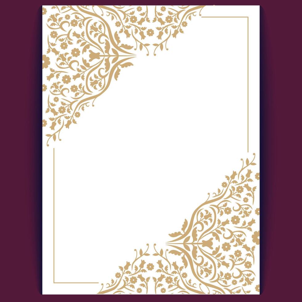 Elegant Gold Floral Corner Design Template for Invitations and Stationery with Text Space vector
