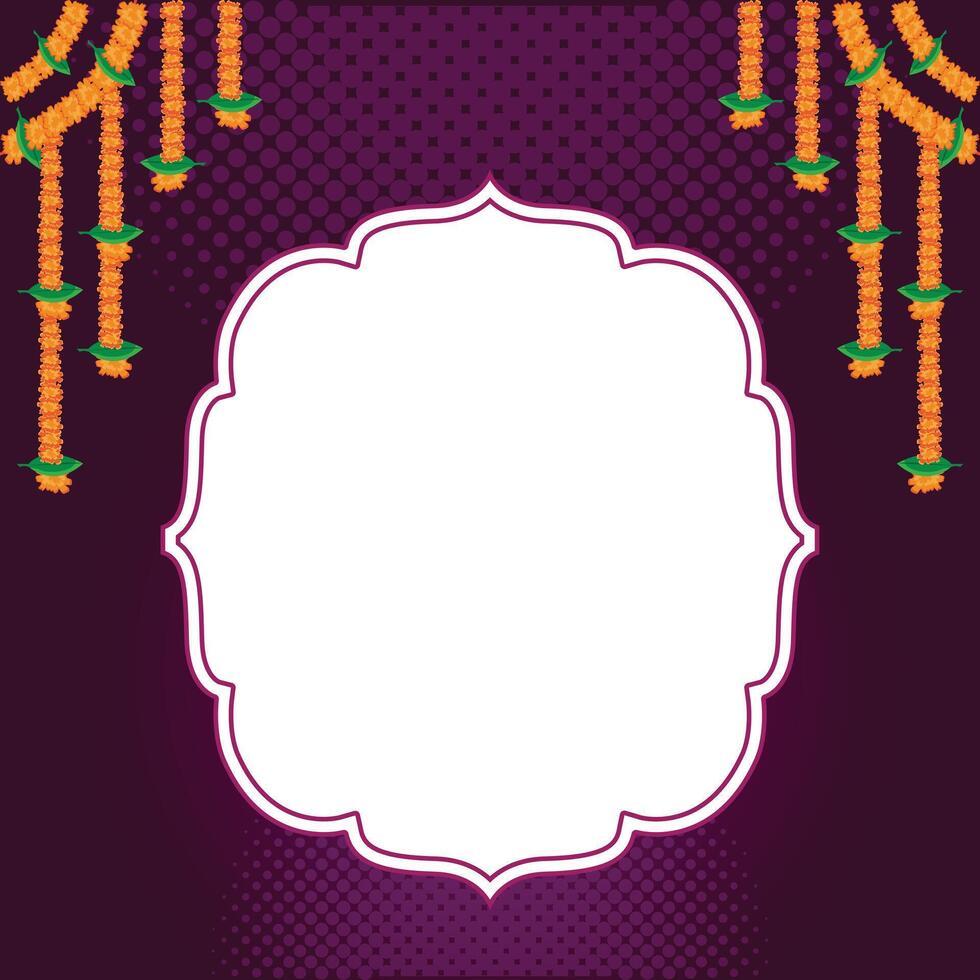 Editable Festive Invitation Template with Floral Garlands and Blank Text Space on Ornamental Background vector