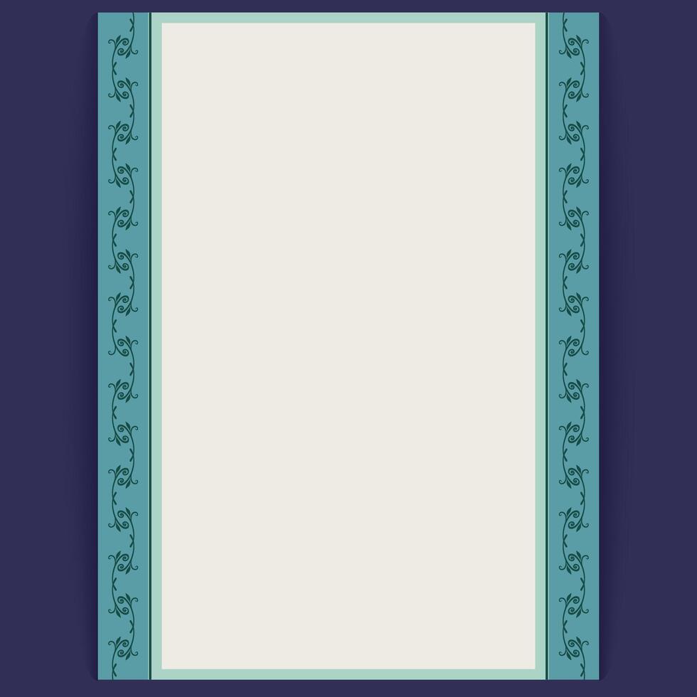 Minimal Teal Floral Border Design Template for Invitations or Greeting Cards vector