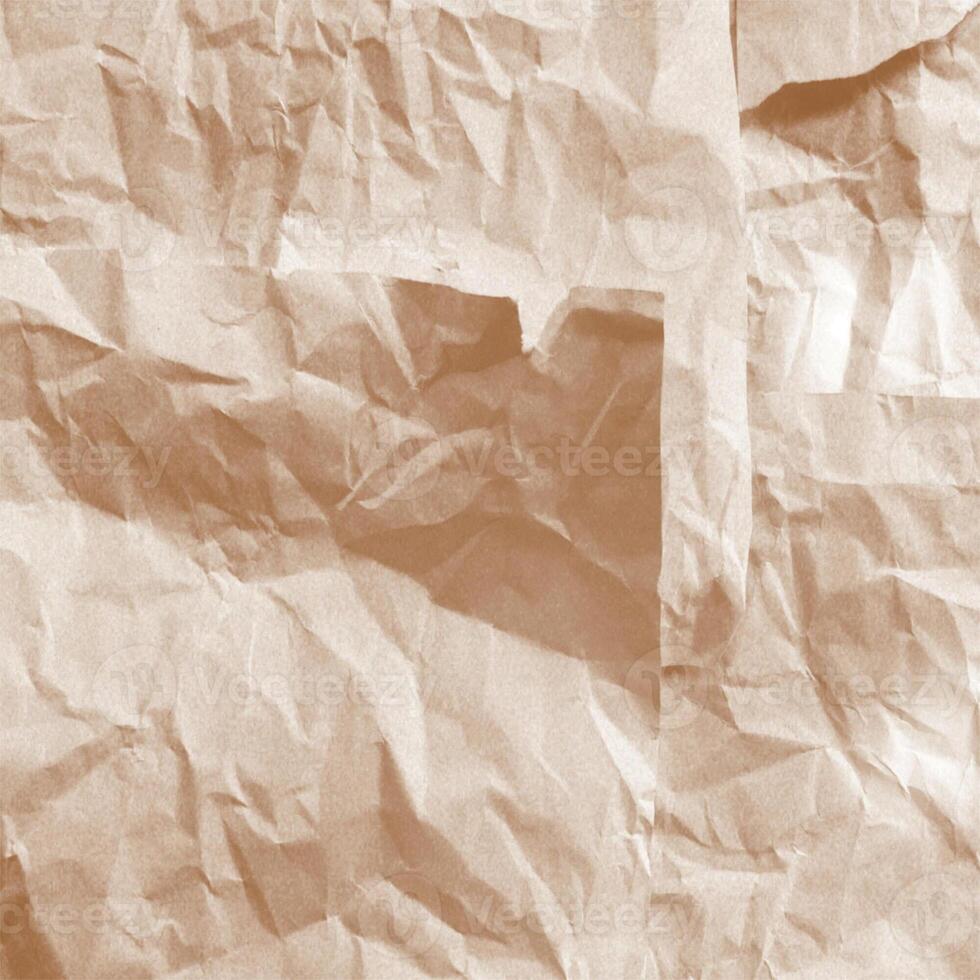 Kraft paper texture.Craft wrapping paper. The texture of a flat crumpled sheet of cellulose products. Old tattered page surface background. Eco-friendly empty aged recyclable packaging. photo