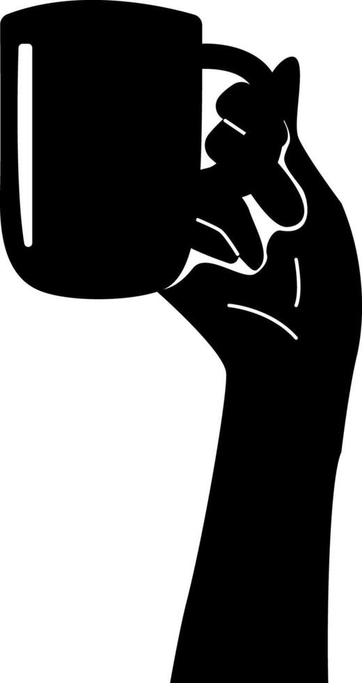 Silhouette of a hand holding a cup. vector