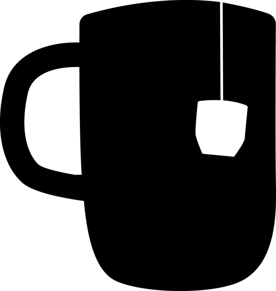 Silhouette of a cup with tea bag label. vector