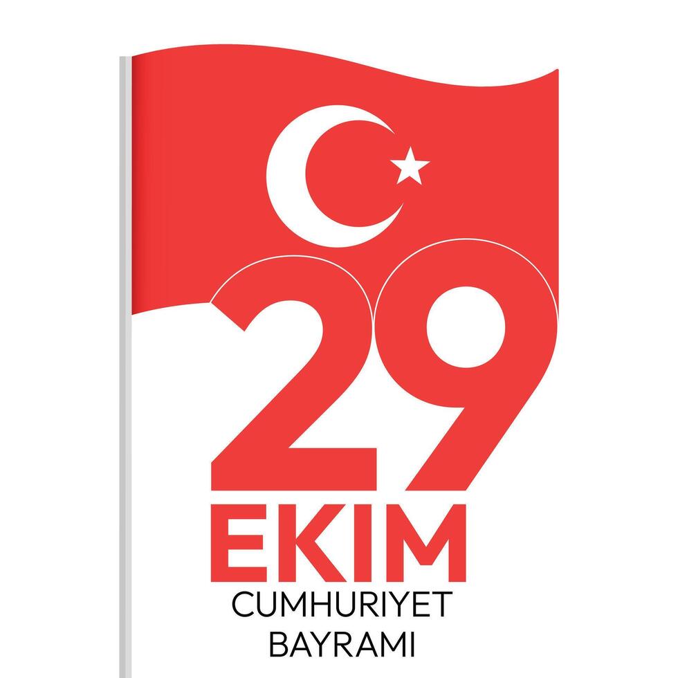 29 ekim republic day with flag of turkey illustration design. vector