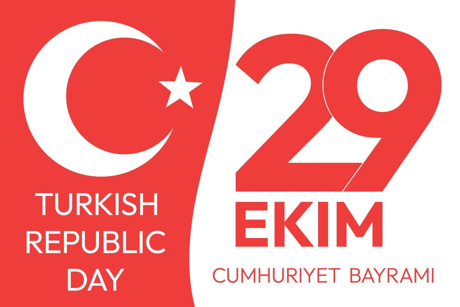 29 ekim half red color background with moon and star Turkish republic day design. vector